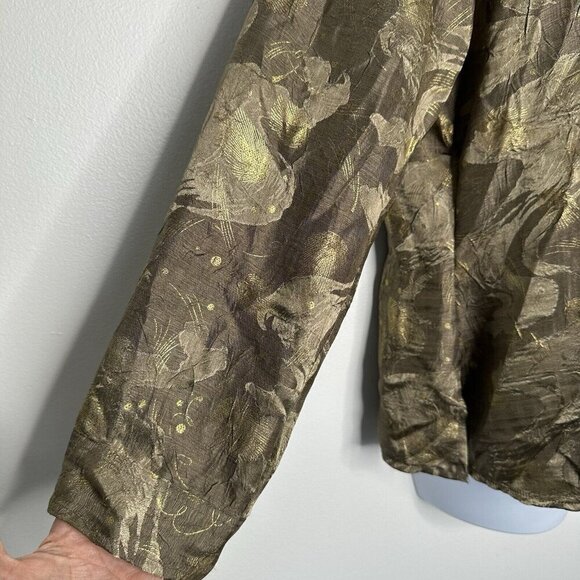 Chicos Button up Shirt Metallic Brocade Jacquard Size L - Picture 6 of 10
